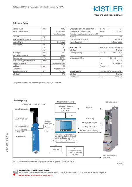 Komplettes Datenblatt NC-Fügemodul NCFT Typ 2157A - MTS ...