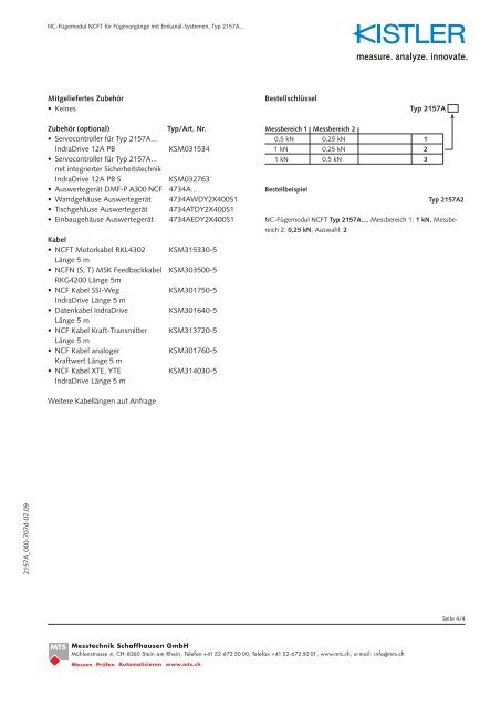 Komplettes Datenblatt NC-Fügemodul NCFT Typ 2157A - MTS ...