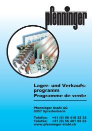 Lager- und Verkaufsprogramm PFENNINGER - Pfenninger Stahl AG