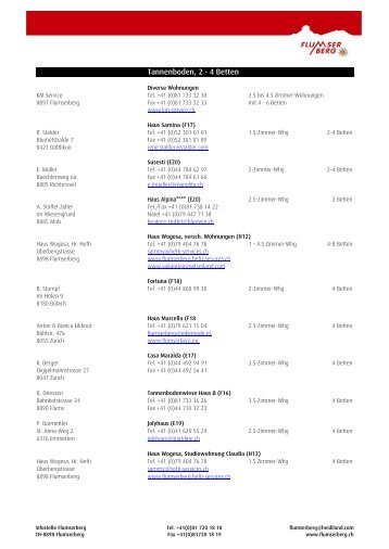Wohnungen Tannenboden - Flumserberg