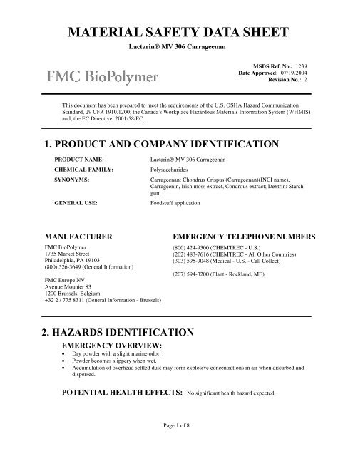 Lactarin® MV 306 Carrageenan - FMC Corporation