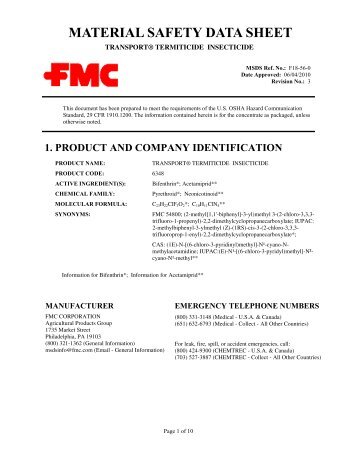 MSDS - FMC Corporation