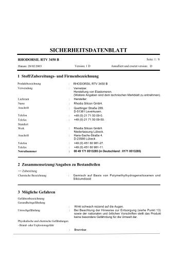 Sicherheitsdatenblatt