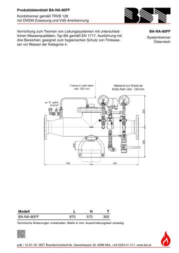 BA-NA Flansch / Flansch - BST Brandschutztechnik