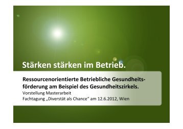 Ressourcenorientierter Gesundheitszirkel - bei FEM