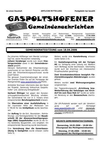 Ausgabe Mai 2006 - Gaspoltshofen