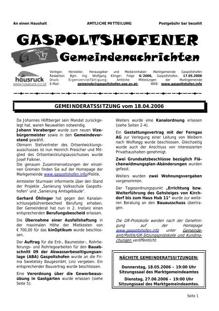 Ausgabe Mai 2006 - Gaspoltshofen