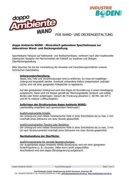 FÜR WAND- UND DECKENGESTALTUNG