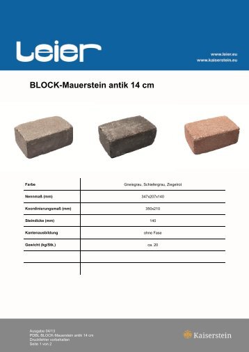 BLOCK-Mauerstein antik 14 cm - LEIER