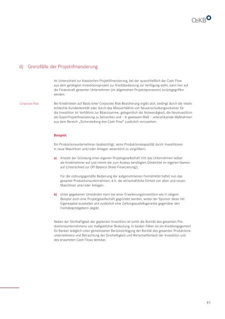 Handbuch - Projektfinanzierung mit der OeKB