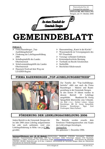 Gemeindeblatt Nr. 8/2006 (0 bytes) - Gemeinde Steegen