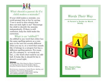 Words Their Way Parent Guide