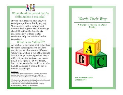 Words Their Way Parent Guide