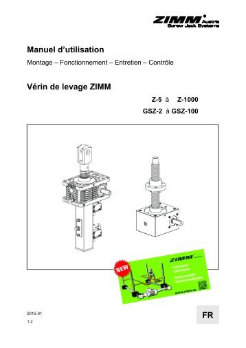 Manuel d’utilisation Vérin de levage ZIMM | 1.2 - FR