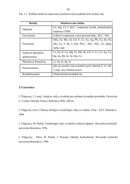 monitoring kontaminácie životného prostredia - Prírodovedecká ...