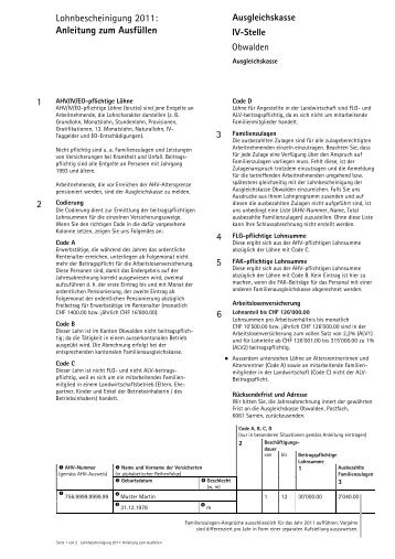 Anleitung zur Lohnbescheinigung 2011 - Ausgleichskasse IV-Stelle ...