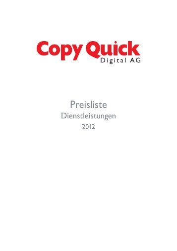 Preisliste - Copy Quick Digital AG