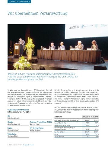 Corporate Governance Bericht 2012 - CPH Chemie + Papier ...