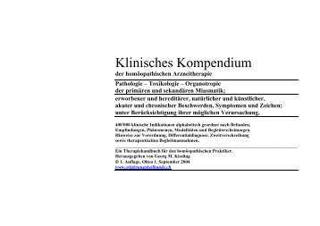 Klinisches Kompendium - Erfahrungsheilkunde