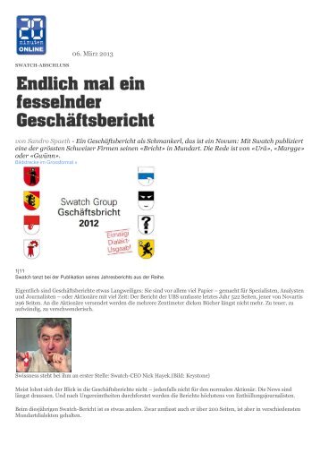 06. März 2013 von Sandro Spaeth - Ein Geschäftsbericht als ...