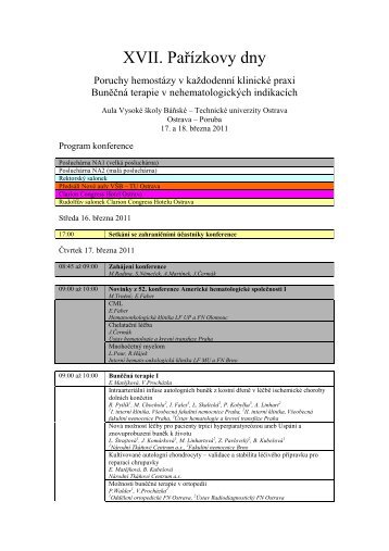 Program - Fakultní nemocnice Ostrava