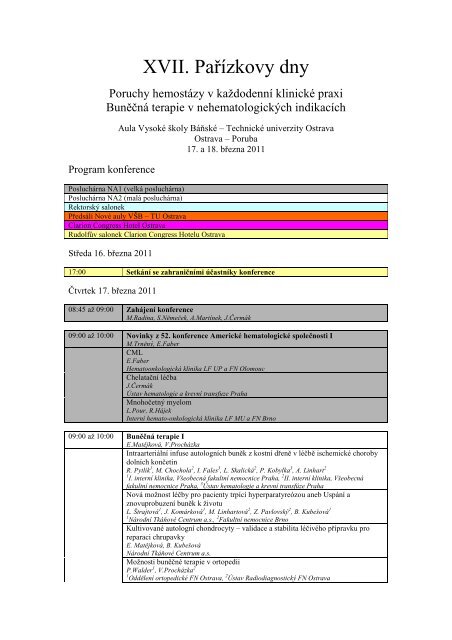 Program - Fakultní nemocnice Ostrava