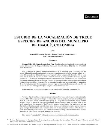 ESTUDIO DE LA VOCALIZACIÓN DE TRECE ESPECIES DE ...