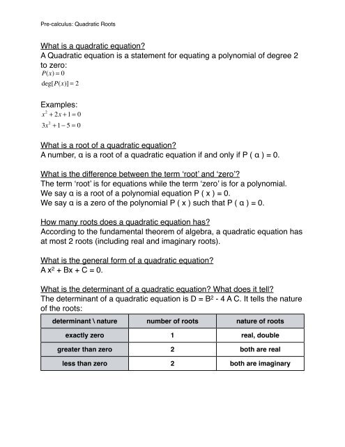 What is a quadratic equation? A Quadratic equation is a statement ...