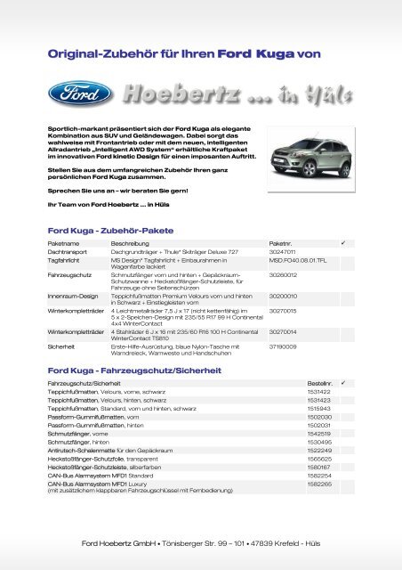 Original-Zubehör für Ihren Ford Kuga von - Ford Hoebertz  in Hüls