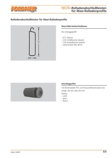 64 -Rolladenabschlußleisten für Maxi-Rolladenprofile - Folgner