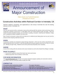 Announcement of Major Construction - Metro Gold Line