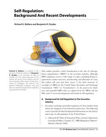 Self-Regulation: Background And Recent Developments