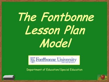 The Fontbonne Lesson Plan Model