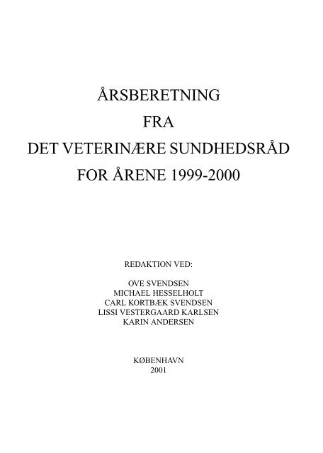 årsberetning fra det veterinære sundhedsråd for årene 1999-2000