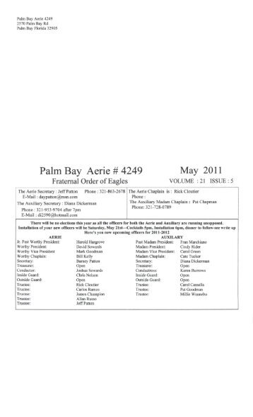 Palm Bay Aerie # 4249 - Fraternal Order of Eagles