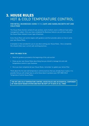 3. HOUSE RULES HOT & COLD TEMPERATURE CONTROL