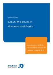 Gebühren abrechnen – Honorare vereinbaren - Deubner Verlag