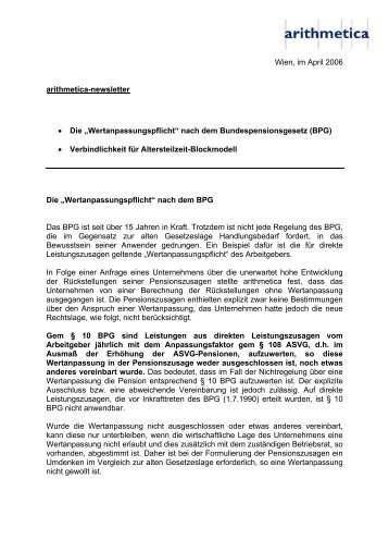 Wertanpassungspflicht nach BPG. Verbindlichkeit für Altersteilzeit ...