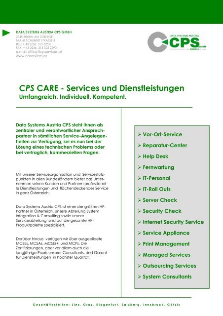 Care/Services und Dienstleistungen (pdf) - CPS-IT GmbH
