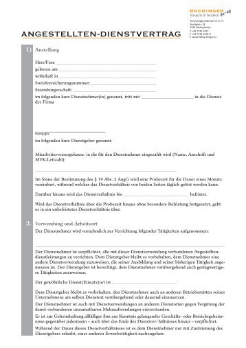 Angestellten Dienstvertrag (PDF) - RACHINGER