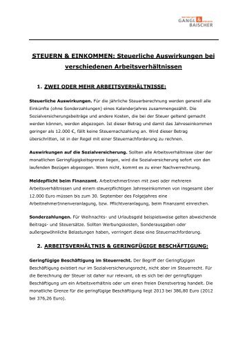 STEUERN & EINKOMMEN: Steuerliche Auswirkungen ... - wirtschaft.at