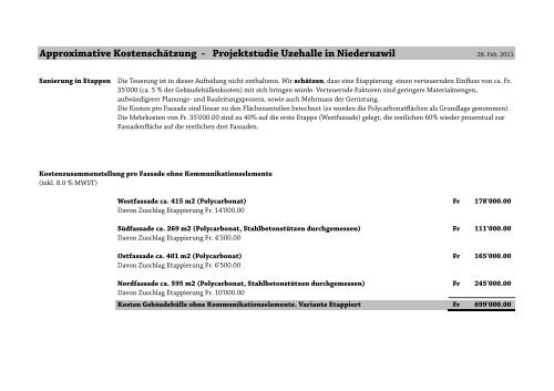 Approximative Kostenschätzung - Projektstudie ... - ARSON AG