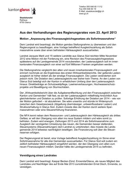 Bulletin_14_vom_23_04_2013 - Kanton Glarus