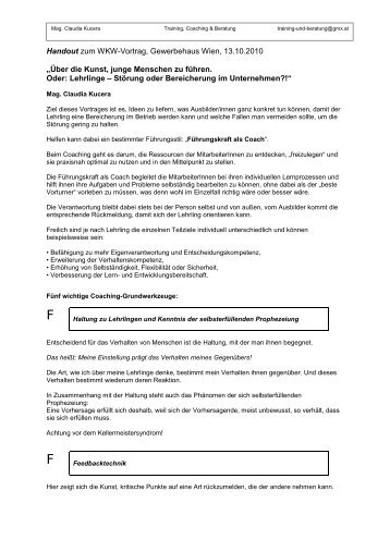 Handout zum WKW-Vortrag, Gewerbehaus Wien, 13.10.2010 „Über ...