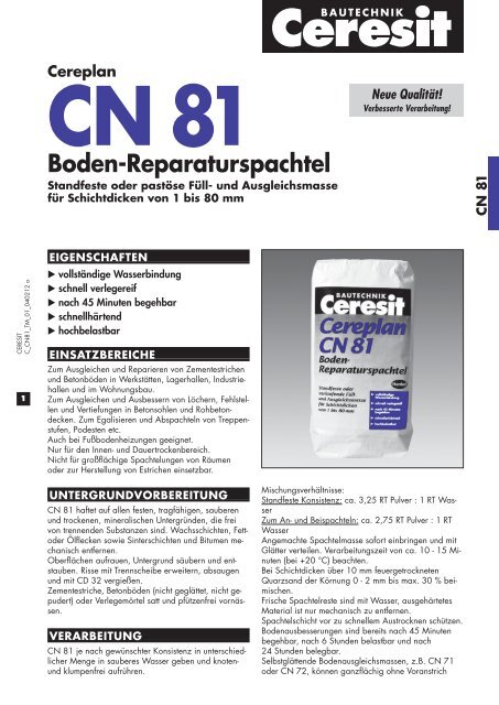 CN 81 Boden-Reparaturspachtel - Henkel