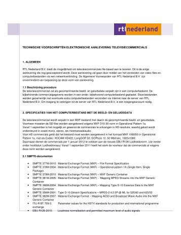 TECHNISCHE VOORSCHRIFTEN ELEKTRONISCHE - RTL.nl