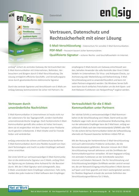 Datenblatt enQsig - MR SYSTEME GmbH & Co. KG