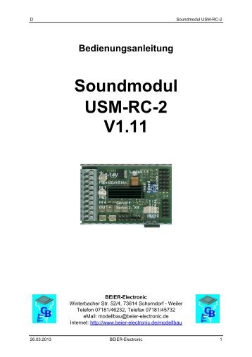 Soundmodul USM-RC - BEIER-Electronic