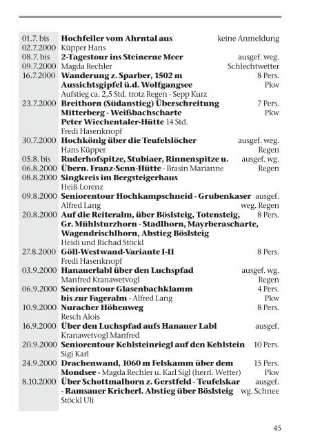 Jahresbericht 2000 - Deutsche Alpenvereinssektion Berchtesgaden