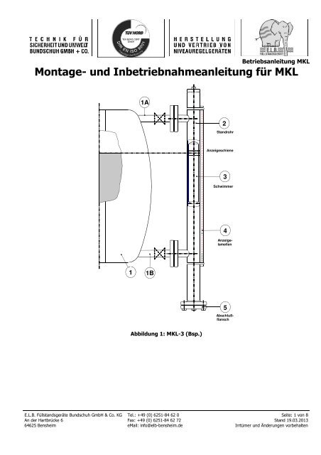 Betriebsanleitung MKL - E.L.B. Füllstandsgeräte Bundschuh GmbH+ ...